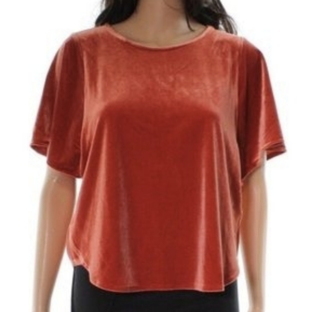 Madewell Burnt Orange Velvet Top in Size M